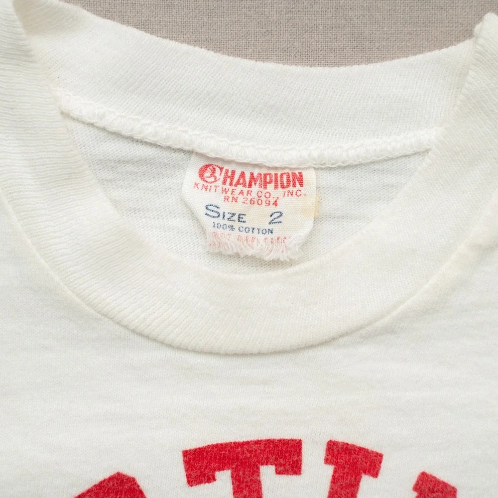 Vintage 60s Champion‎ Knitwear Running Man Hastings 19?? Horse Baby T Shirt